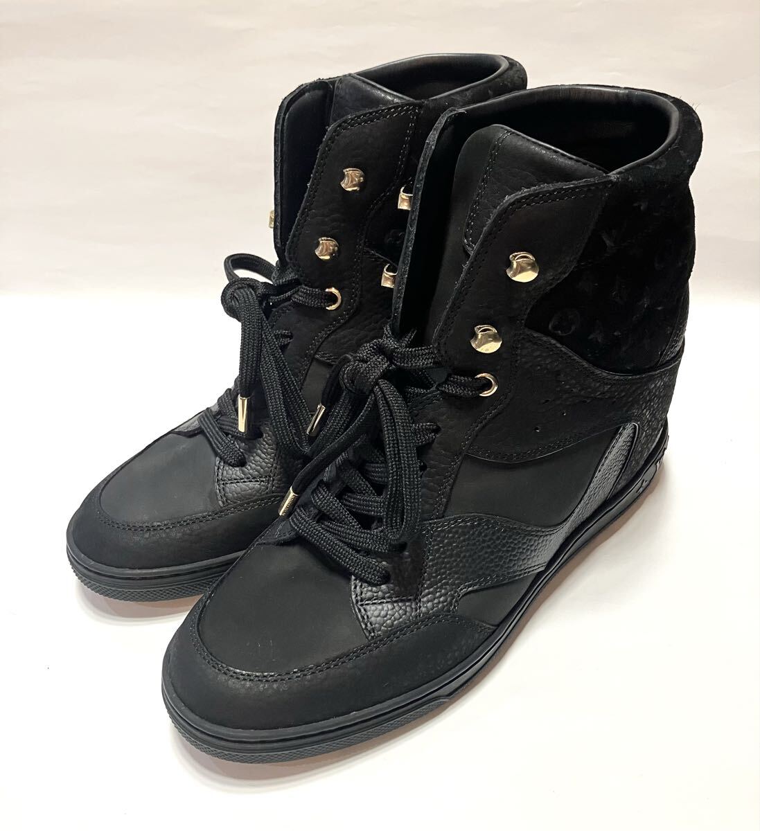 LOUIS VUITTON ルイヴィトン ハイカットスニーカー レザー スエード 数回使用 美品 GO0114 37サイズ