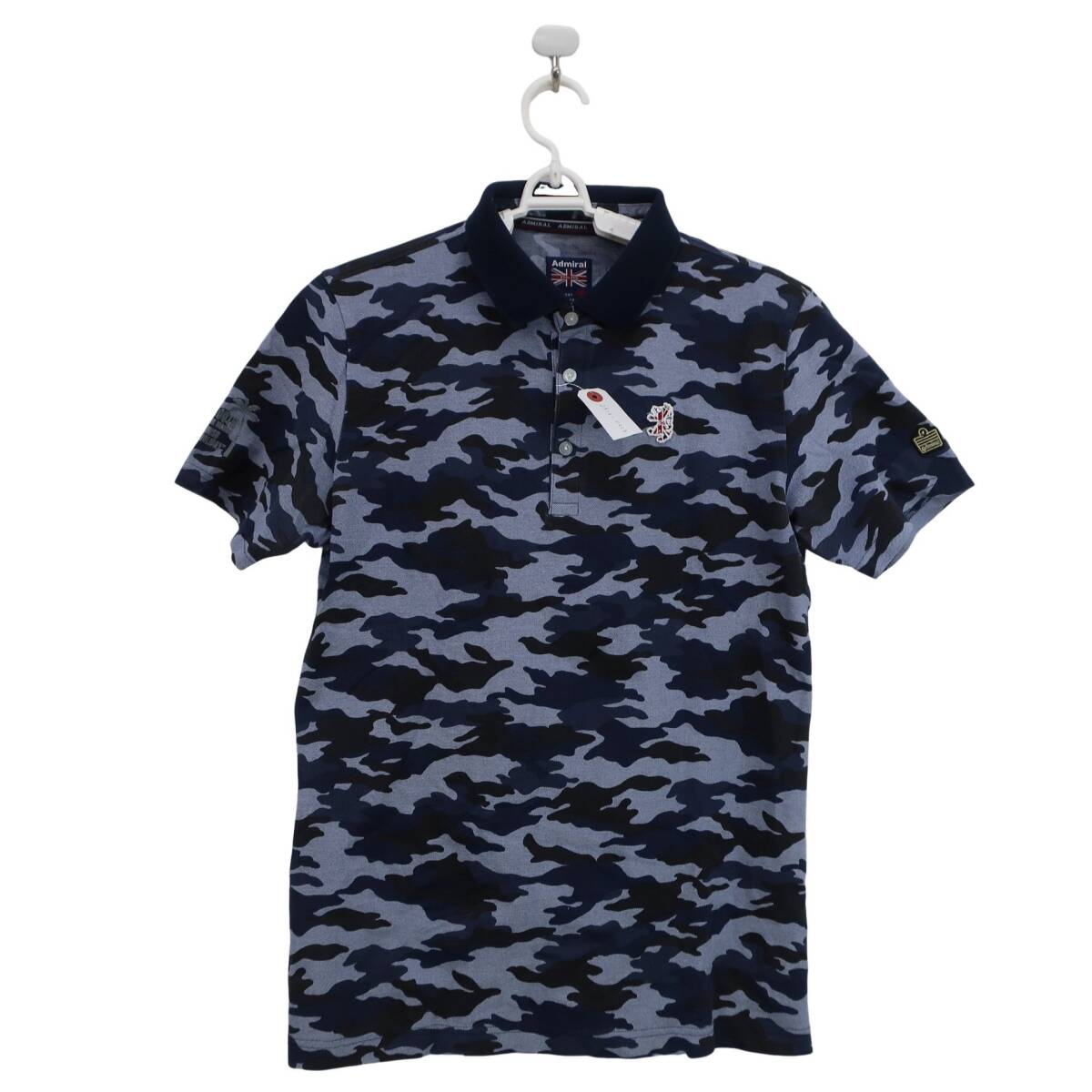 【10%オフ】Admiral(アドミラル) ポロシャツ ネイビーカモフラ柄 メンズ LL ゴルフウェア 2512-0013 中古
