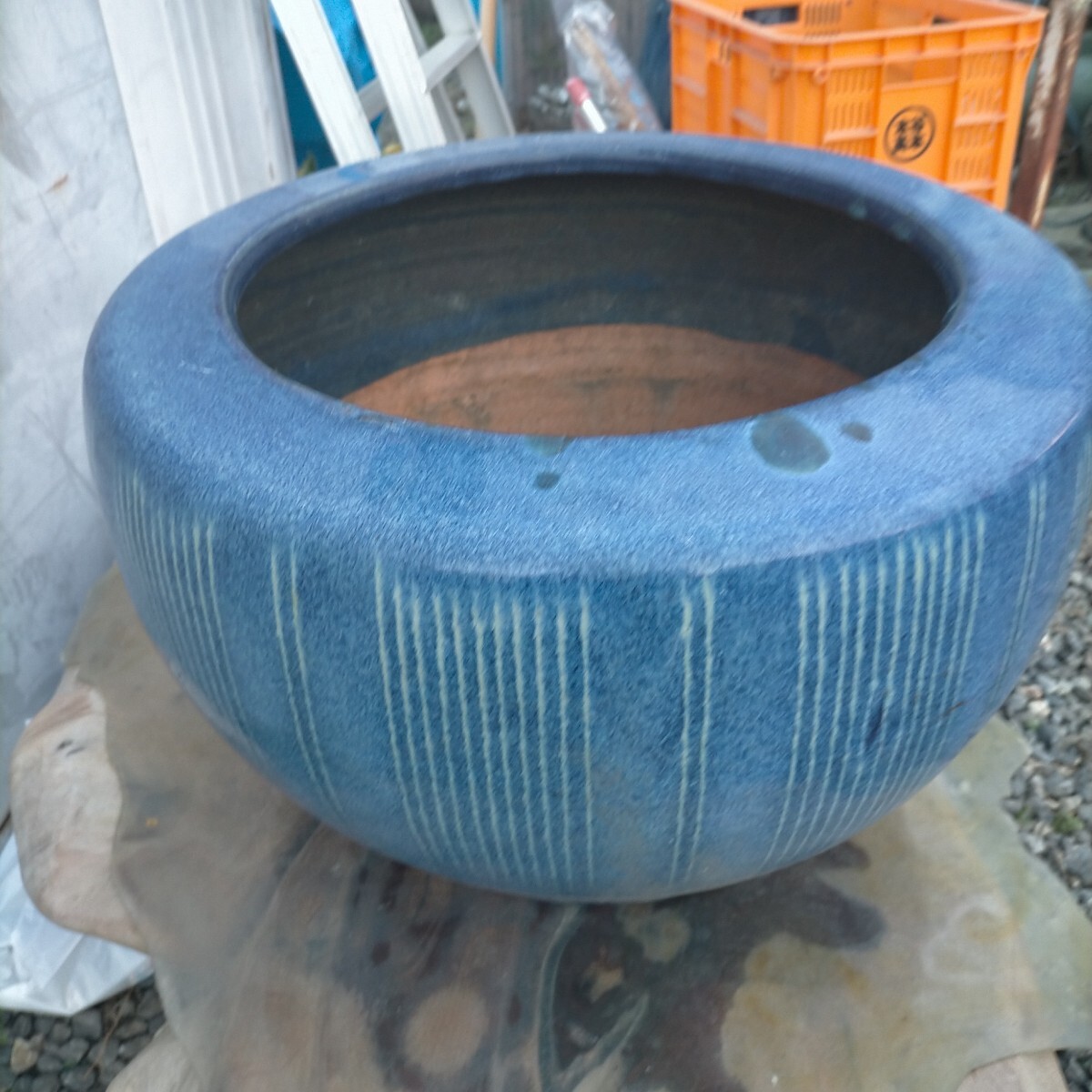 ◯メダカ　火鉢 陶器 メダカ鉢 金魚鉢 睡蓮鉢 昭和レトロ◯ 古民具　現物引取り愛媛県西条市