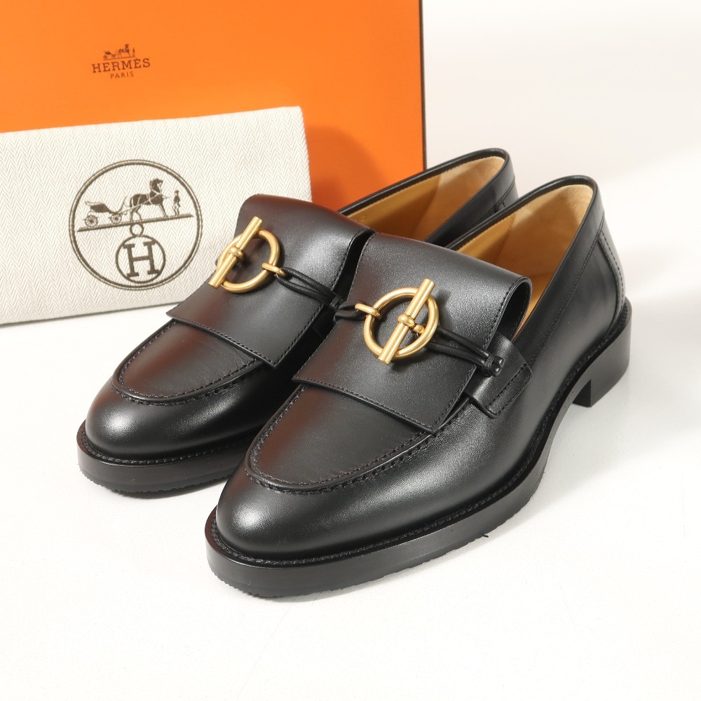 美品 2024年製■HERMES エルメス Impact インパクト ローファー サイズ37 グレナンバックル レザー
