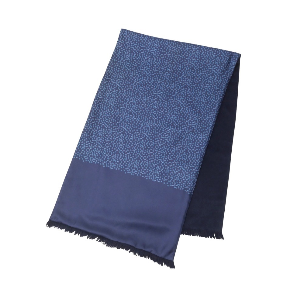 美品 HERMES エルメス マフラー シルク × アンゴラ ドット 総柄 フリンジ