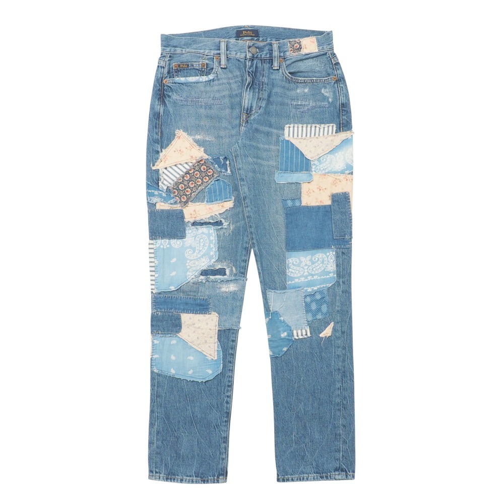 美品 POLO RALPH LAUREN ポロ・ラルフローレン デニムパンツ サイズ25Ｒ パッチワーク ペイズリー