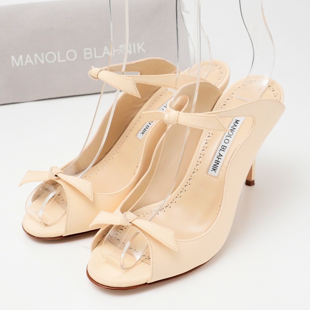 MANOLO BLAHNIK マノロブラニク FIOCCHETTTI サンダル サイズ37 リボン オープントゥ