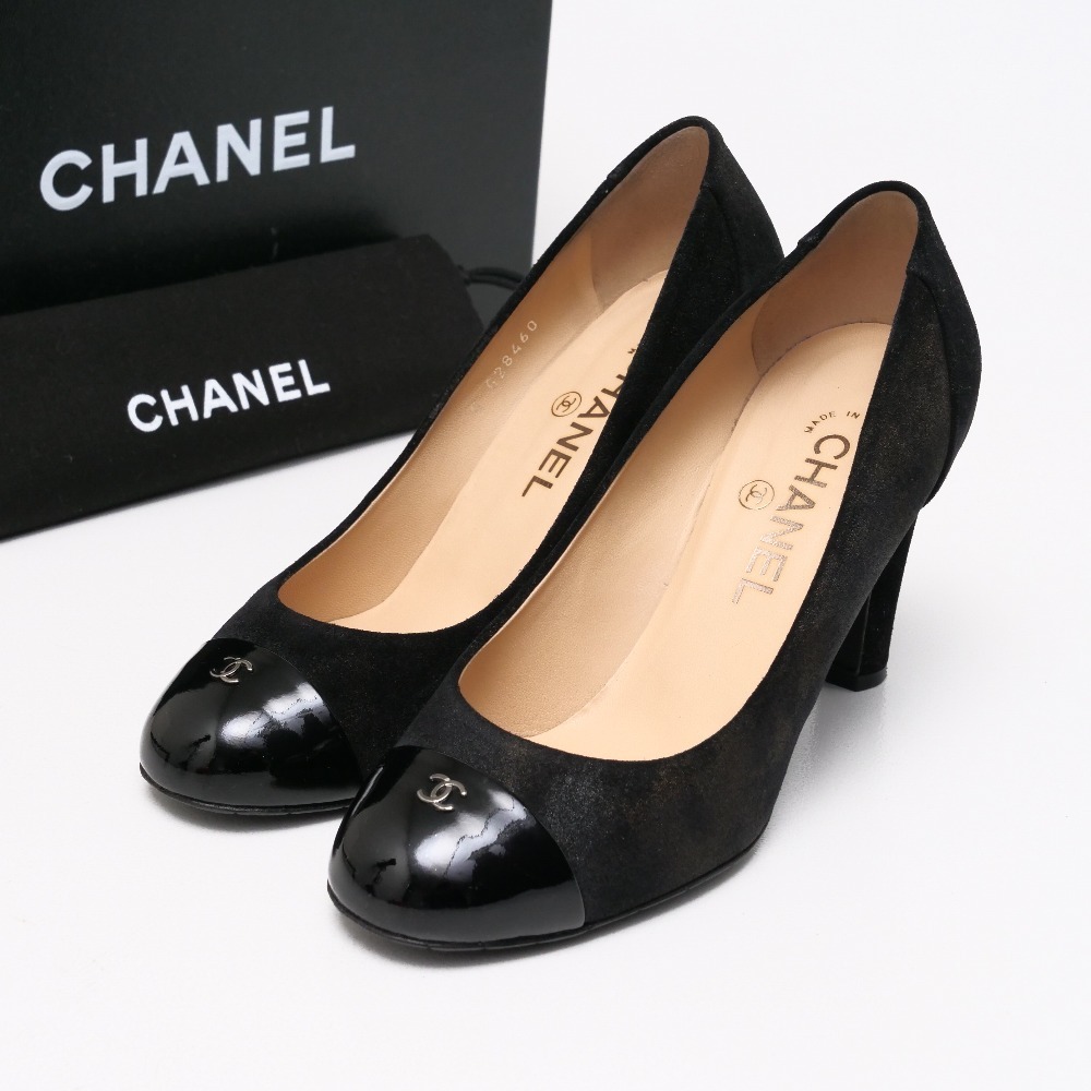 CHANEL シャネル パンプス サイズ37.5C 靴 スエード レザー CCロゴ ココマーク