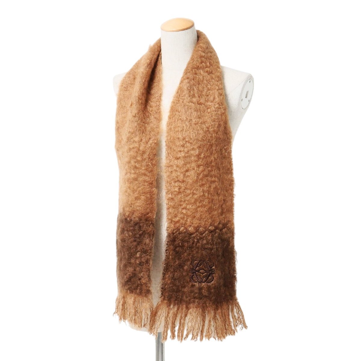 LOEWE ロエベ マフラー アナグラム ロゴ刺繍 ショール マフラー 毛皮 ファー