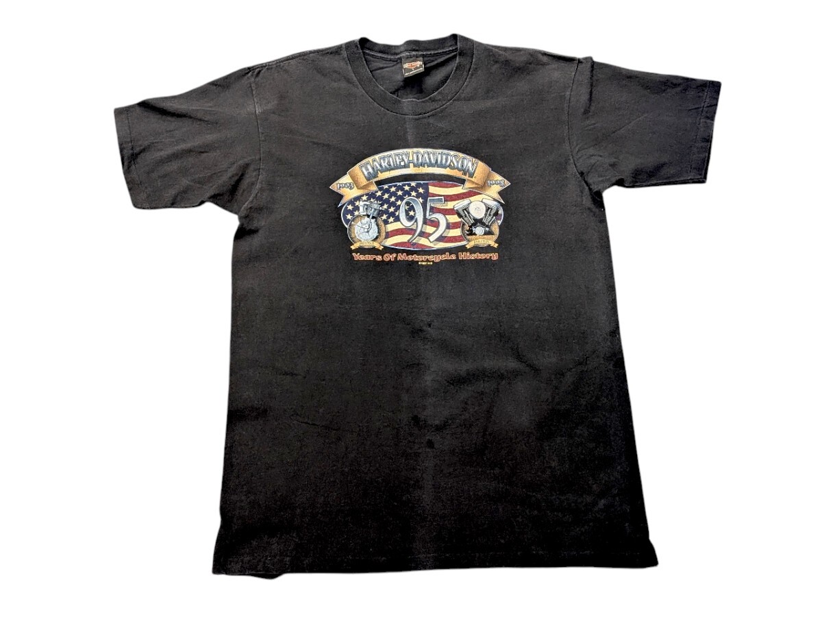 【90sヴィンテージ】ハーレーダビッドソン 95周年記念Tシャツ シングルステッチ USA製 L★ 