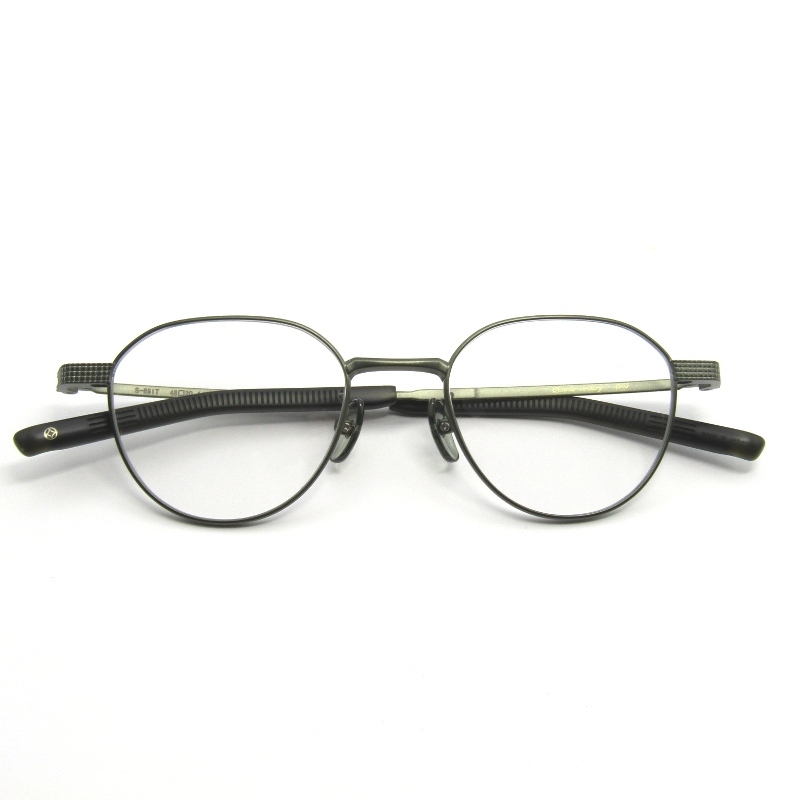 美品 999.9 フォーナインズ メガネフレーム S-691T 日本製 クラウンパント メタル 25周年刻印 6 ライトカーキマット 65009343