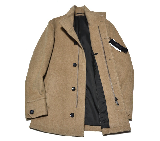 【新品】定価53,900円 MICHEL KLEIN ミッシェルクラン 高級スタンドカラー比翼コート 44（Sサイズ程度）伊NELLOGORI社 イトキン 特価 9843