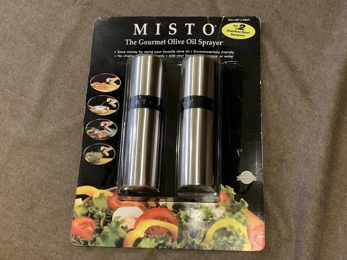 【新品・未使用】Mistoグルメ オイルスプレー ステンレス製 2個セット お好みのオイル・ビネガー・レモン等を入れて再利用可能