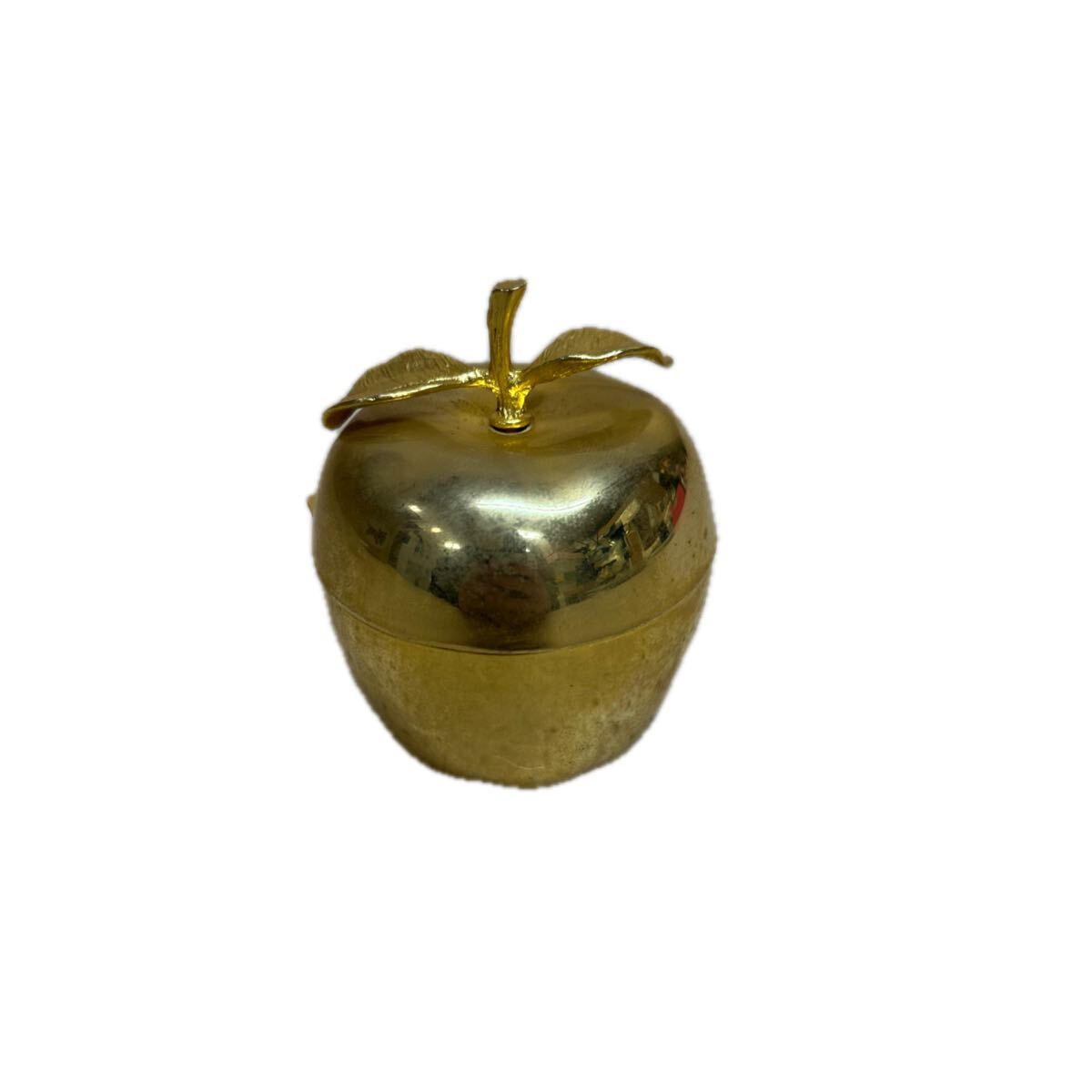 B0359 稼動品 オルゴール 金色 りんご アップル エリーゼのために 金メッキ 直径約5.5cm 小物入れ