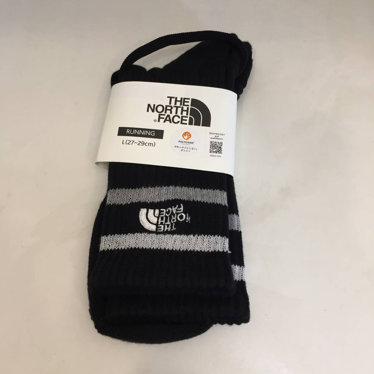 F121701◎【未使用】THE NORTH FACE ノース フェイス 靴下 FreeRunCrew フリー ラン クルー ブラック 黒 27～29㎝ メンズ Lサイズ◎