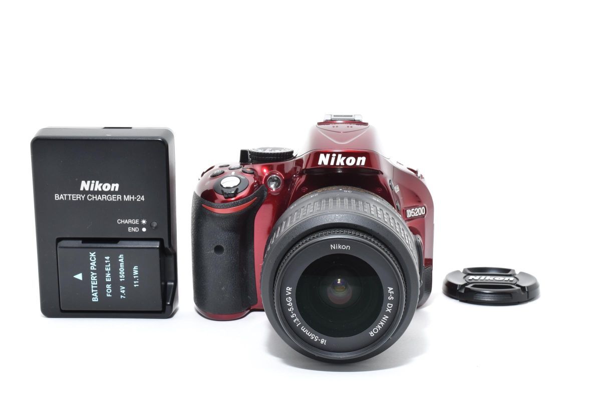 【大人気】 Nikon ニコン D5200 レンズキット レッド デジタル一眼レフカメラ #3561