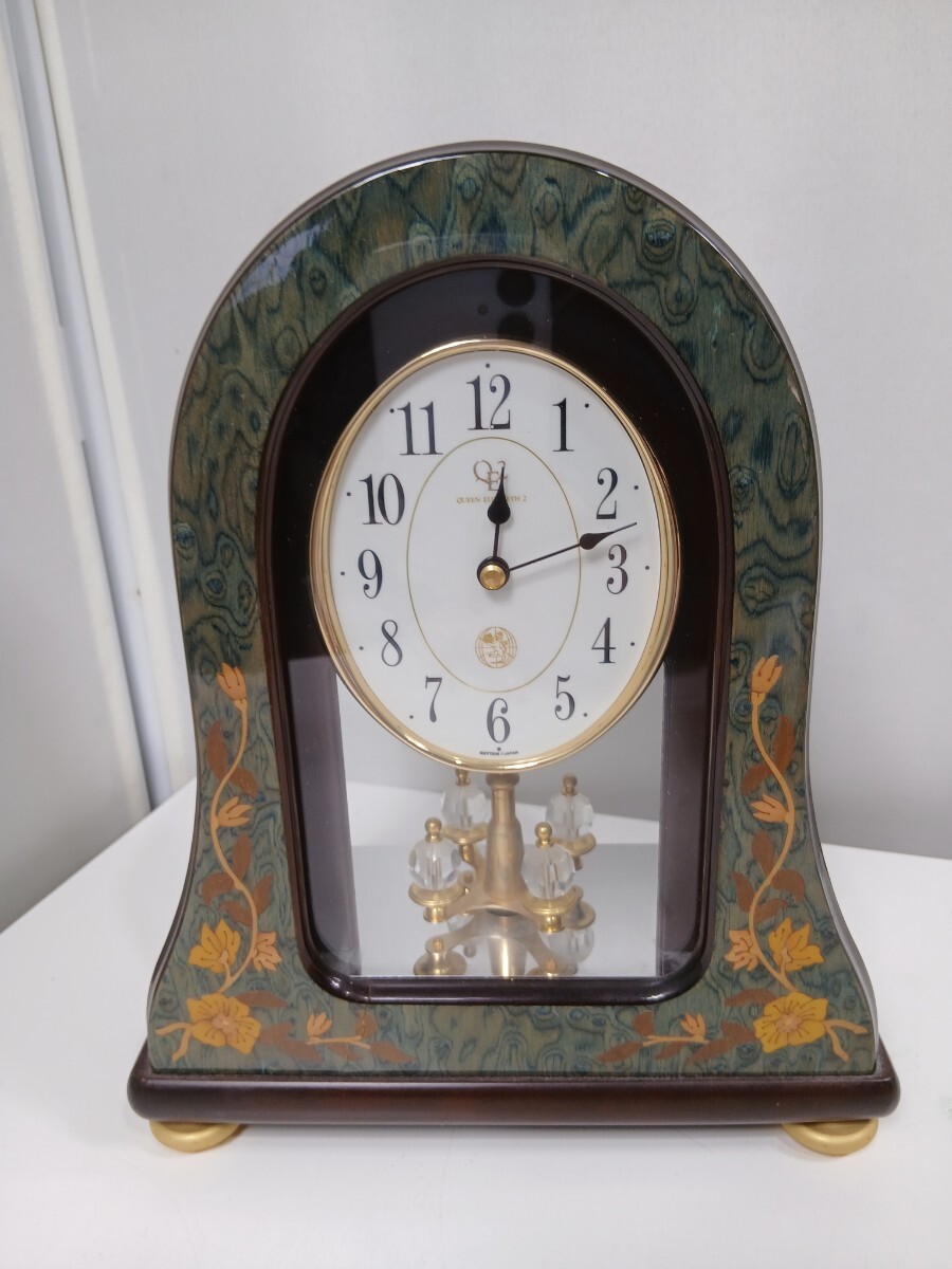 #1135 QUEEN ELIZABETH2 リズム時計工業 ジャンク クイーンエリザベス 置き時計 レトロ インテリア/和歌山県にて引き取り大歓迎