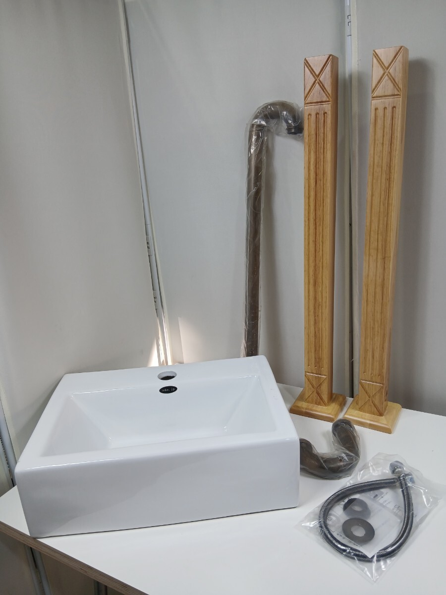 #1165 洗面ボウル 30x43 Sトラップ 脚付き diy 洗面台 造作洗面/和歌山県にて引き取り大歓迎