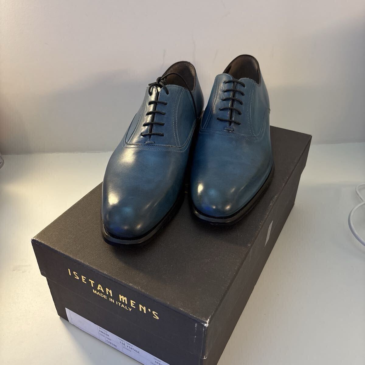 【新品未使用】ISETAN MENS ストレートチップ　スプリングブルー　39（24.5cm） 伊勢丹メンズ 革底　イタリア製