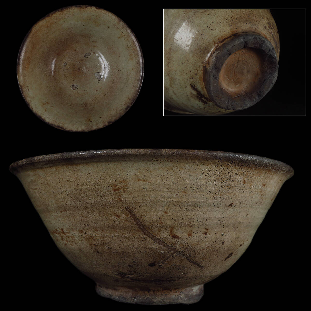 【SAKURAYA】朝鮮古美術【高麗井戸茶碗】李朝 古陶磁 時代 唐物 茶道具 中国古玩 骨董品 古美術品 煎茶 抹茶碗 井戸茶碗 高麗茶碗 直径17cm