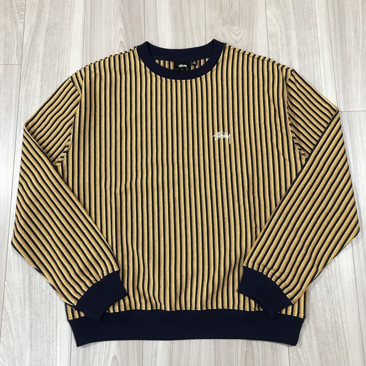 STUSSY Vertical Dot Striped LS Crew TEE ステューシー ストライプ バーティカル バーチカル スウェット ニット ジャガード Tシャツ ロンT