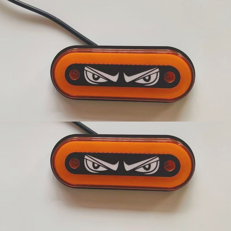 2個セット LED デビルアイライト サイドマーカー 装飾 車用 12-24V 防水 LEDライト イエロー 黄色 11.5cm マーカーランプ 配線付き t6452