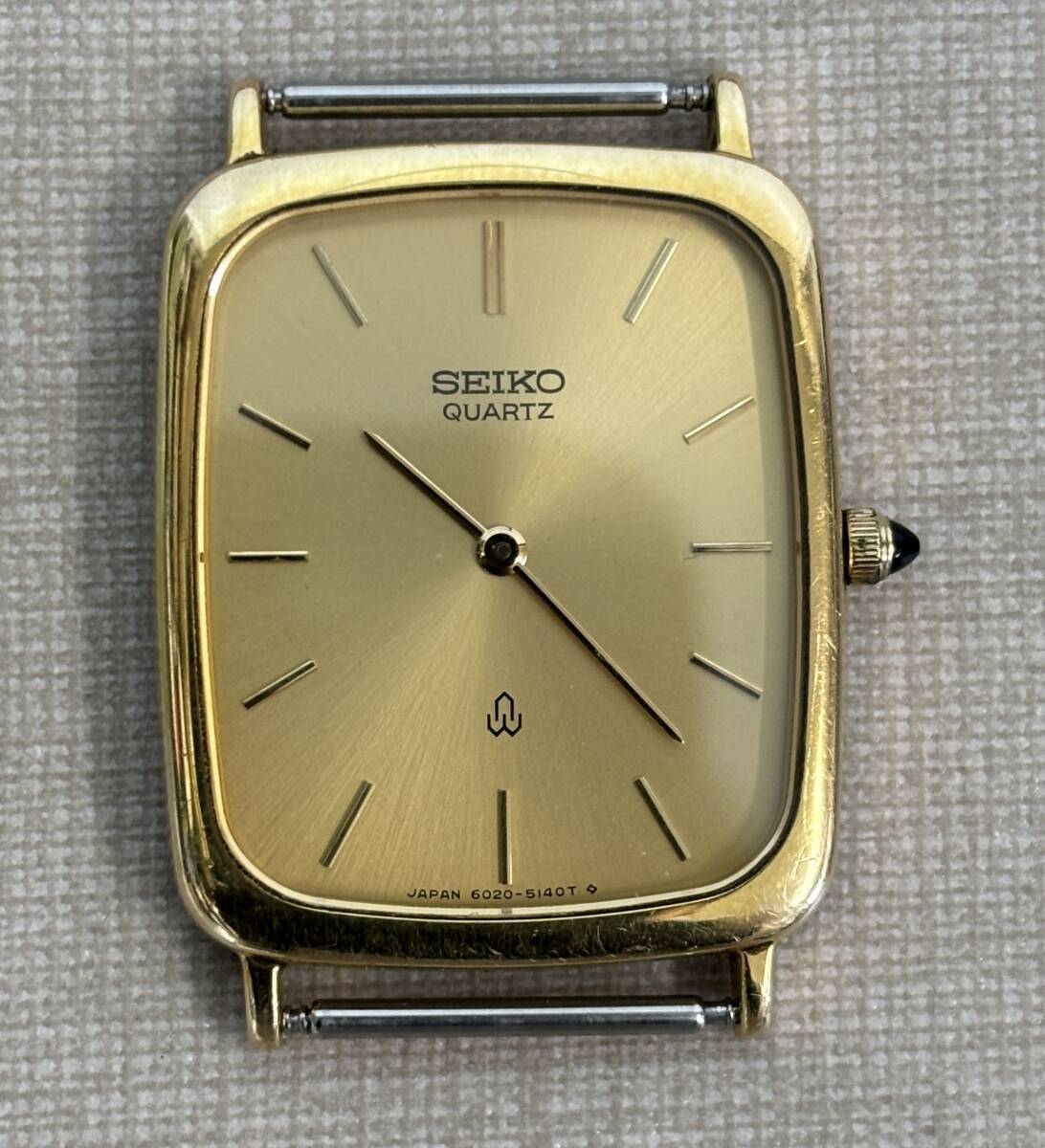 M1520/SEIKO QUARTZ 6020-5140 T セイコー クォーツ 14K BASE ST.STEEL /フェイスのみ 電池式 時計 14金 腕時計 ゴールド文字盤 ウォッチ