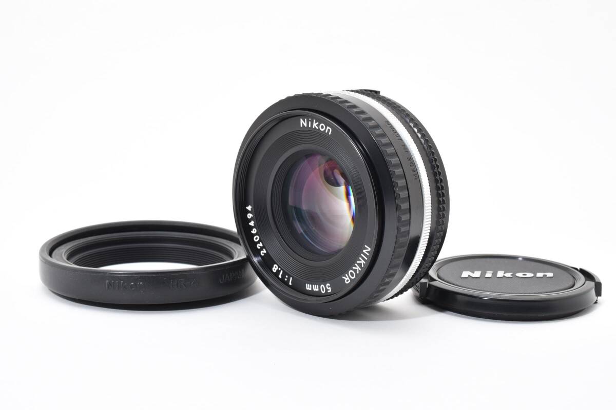 ニコン Nikon Ai-s NIKKOR 50mm F1.8 パンケーキレンズ 単焦点レンズ フード付