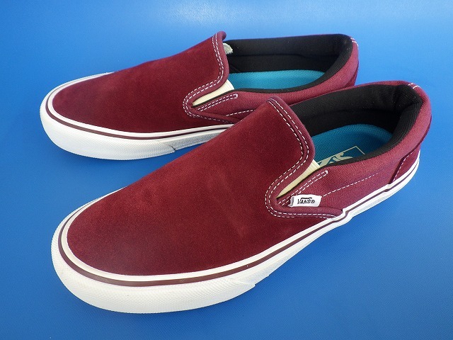 15983■美品 VANS SLIPON SUEDE LEATHER バンズ スリッポン スエード レザー ワインレッド 26 cm V98CF