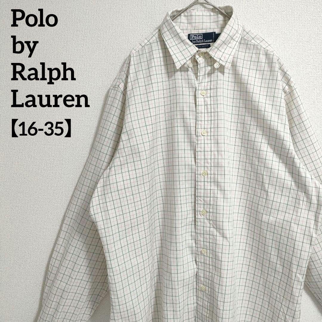 Polo by Ralph Lauren ポロバイラルフローレン 90's頃 チェック柄ロングスリーブシャツ 長袖 コットン100% 16-35（XL相当） 大きいサイズ