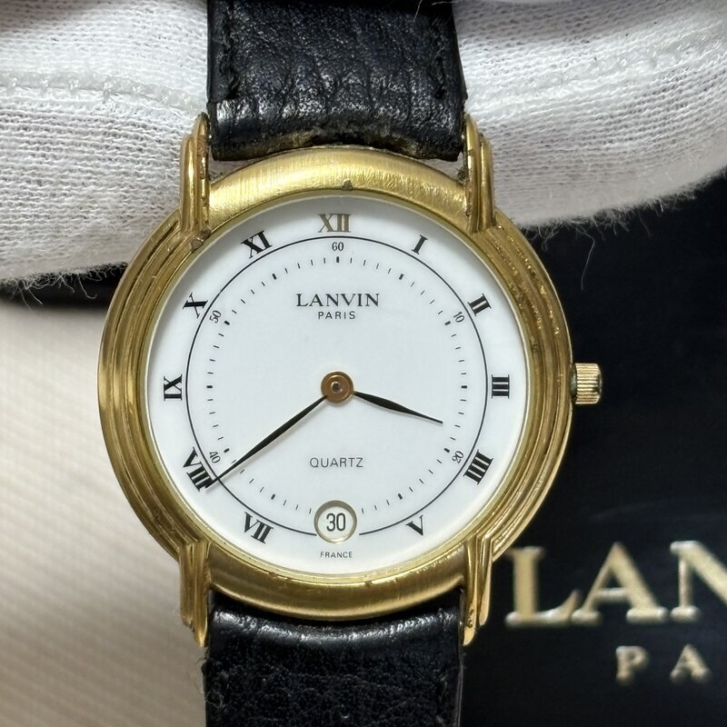電池交換済 箱入 LANVIN ランバン ETA機 ドレスウォッチ 519432 GOLD レディース クオーツ 腕時計 IW512DT02LNV