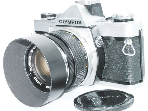 02★M-SYSTEM★超極上品★純正革ケース★純正メタルフード付き★オリンパス OLUMPUS M-1 ボディー+G.ZUIKO AUTO-S 50mm F1.4#240138