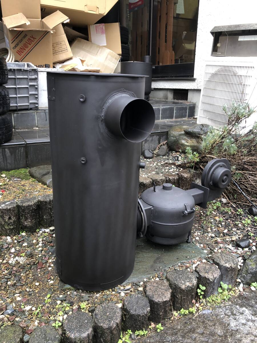 大型廃油バーナー式クリーン温熱風ヒーター燃焼窯ステンレス製　無煙　激熱　廃油供給用定量ポンプ付き　燃料代￥0円！廃油ストーブ