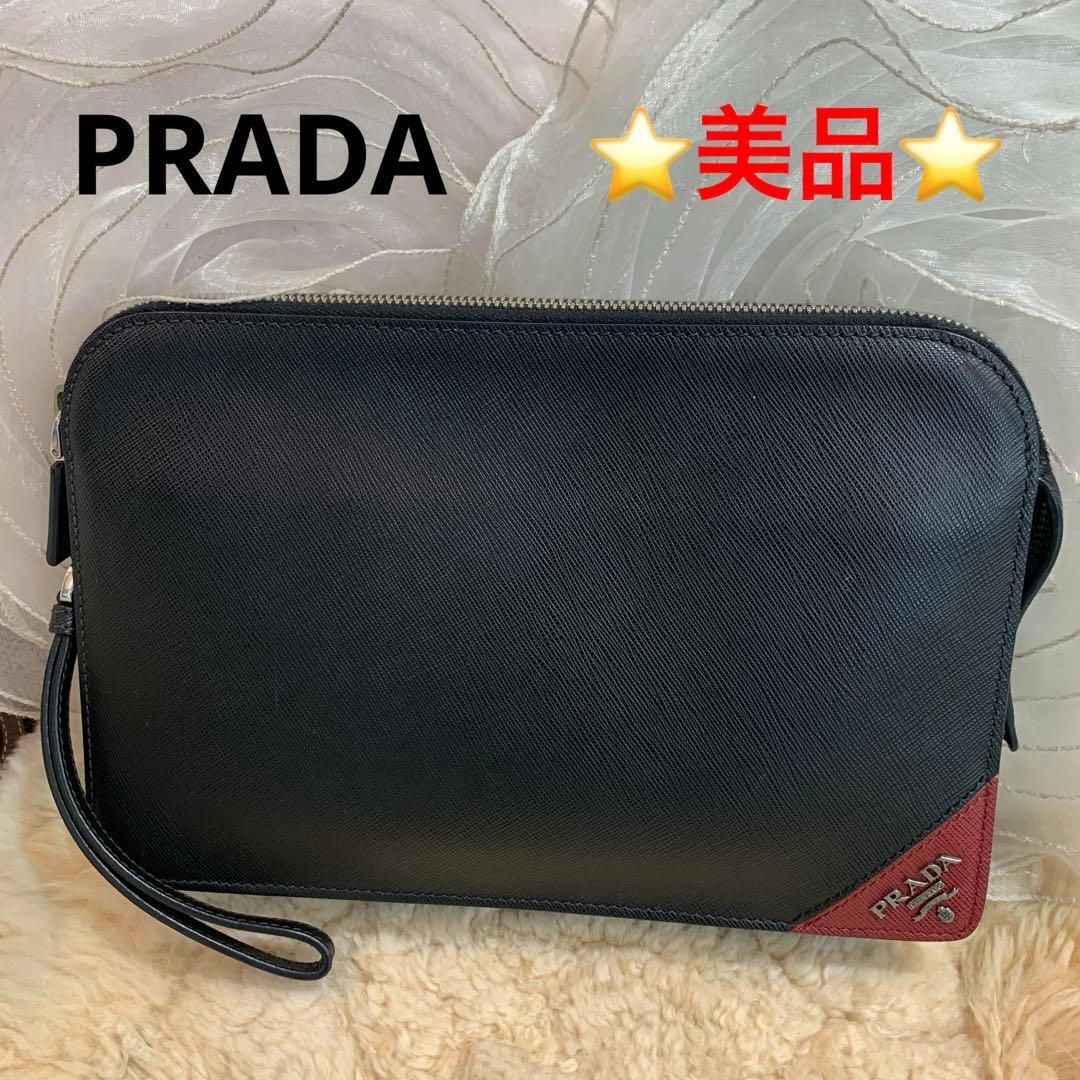 ☆美品☆PRADA サフィアーノ クラッチバッグ ストラップ付き 2VF056