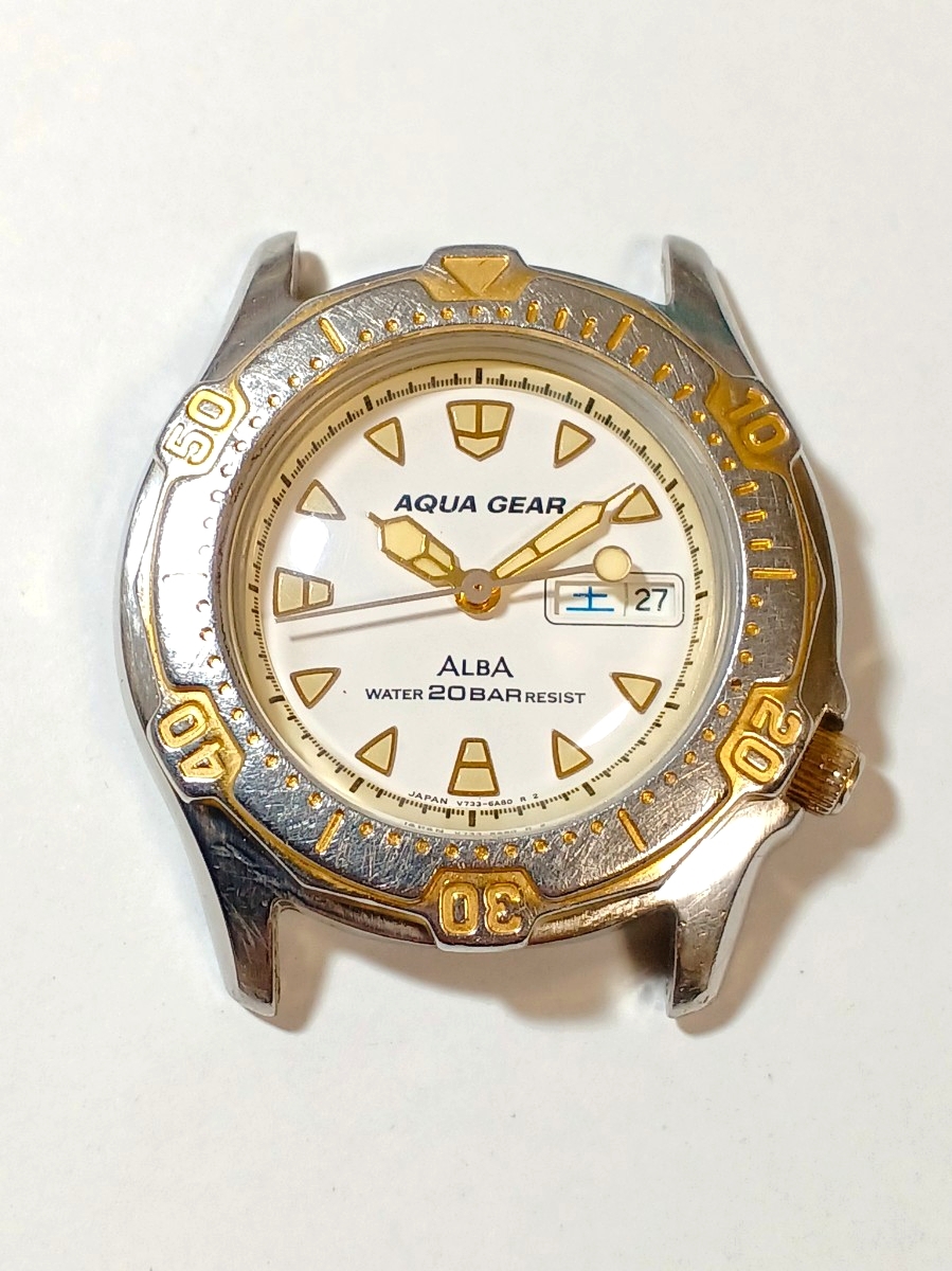 【稼働】SEIKO セイコー ALBA アルバ アクアギア 腕時計 ダイバーズウォッチ ヴィンテージ アンティーク
