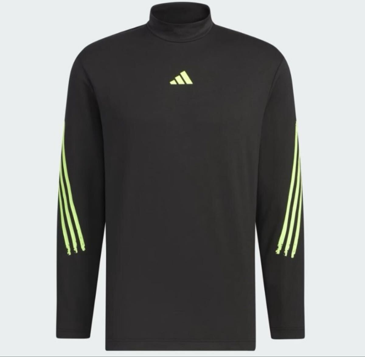 アディダスゴルフ★adidas GOLF☆除湿DRY保温 両腕３ライン モックネック 長袖シャツ☆XL(LL)☆色ブラック★未使用品☆