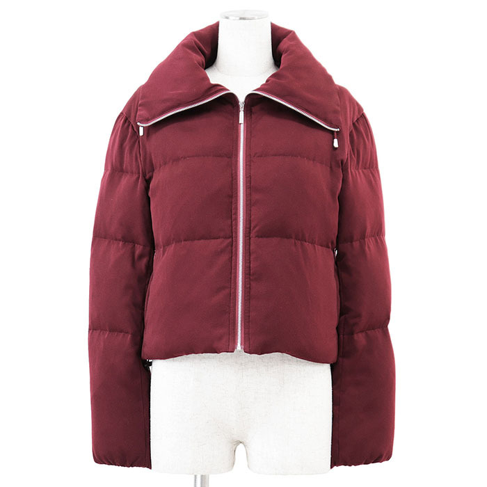 【SALE】Aquascutum アクアスキュータム ダウンジャケット クロップ ロゴ 短丈 ポリ100% 中綿 アウター レディース 10 バーガンディ 赤