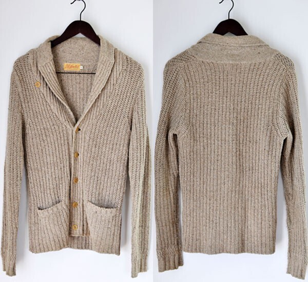 ★国内正規品 USED Journal Standard （JS）Homestead×UNION MADE コラボレートモデルビンテージショールカラーニットジャケットMベージュ