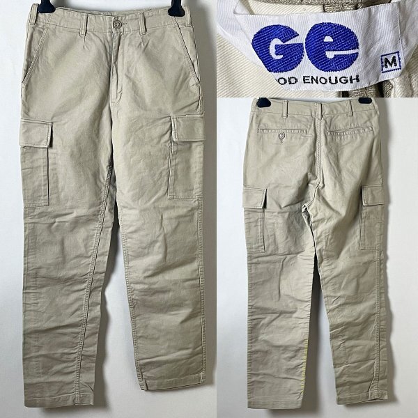 ★【国内正規品 名作アーカイブ 初期 ダメージ有】90s ビンテージ GOODENOUGH グッドイナフ コットン100％ カーゴ パンツ 軍パン 縦ロゴ M