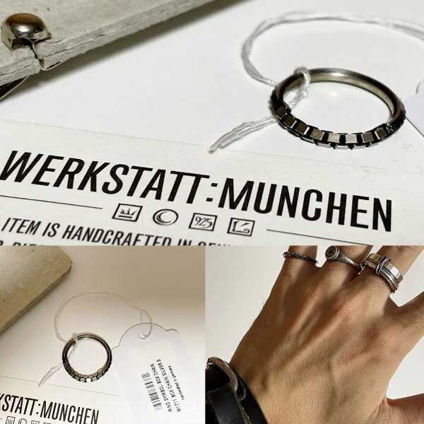 新品【定価31,600円 24AW 国内正規品】 WERKSTATT:MUNCHEN ワークスタットミュンヘン M1711 シンボル ボックス チェーン リング シルバー S