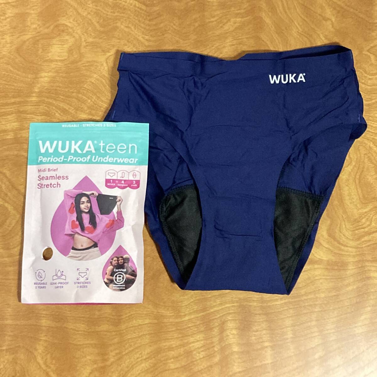 新品「WUKA」 吸水ショーツ ティーン向け　UK/S～L 12～16歳 ネイビー/ジュニア/キッズ/生理/尿漏れ/ショーツ/インポート