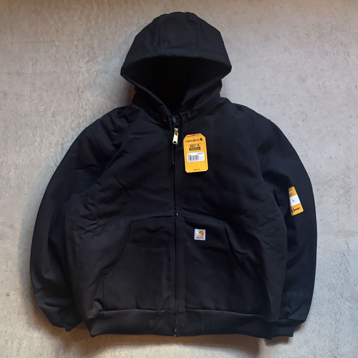 【新品未使用】USA製 CARHARTT カーハート ダック アクティブジャケット パーカー メンズ L 黒/BLACK ワーク 中綿 アメリカ製 正規品 希少