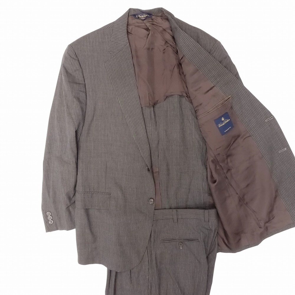 BROOKS BROTHERS ブルックスブラザーズ ストライプ柄 スーツ セットアップ ジャケット パンツ 背抜き 42REG ブラウン メンズ 【中古】