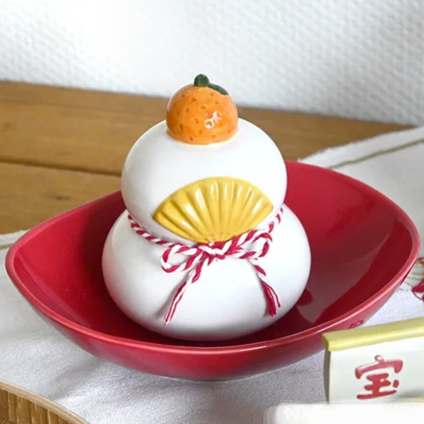 新品 鏡餅 陶器製 お正月飾り お正月 インテリア オブジェ ディスプレイ 雑貨 置き物 置物 小物 正月 飾り コンパクト
