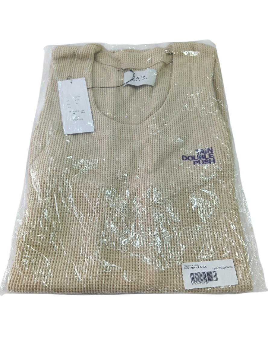 【タグ付き未使用】タインダブルプッシュ TAIN DOUBLE PUSH タンクトップ BEIGE XLサイズ ベージュ