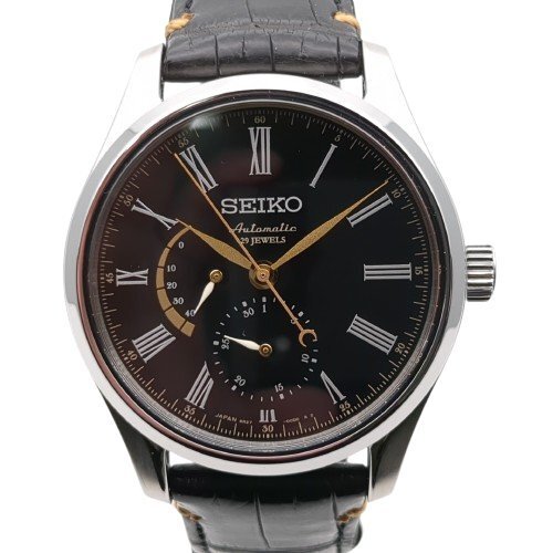 【美品】 SEIKO セイコー プレザージュ 6R27-00G0 SARW013 腕時計 自動巻き 黒文字盤 動作品 29石 裏スケ メンズ 中古
