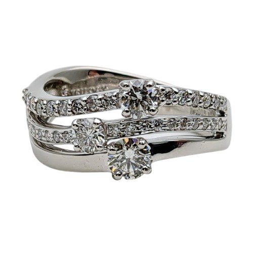 【新品仕上げ済み】 Trilogy トリロジー リング ダイヤモンド プラチナ Pt900 0.35ct 0.70ct 約9.5g 約16号 #16 ウェーブ 指輪