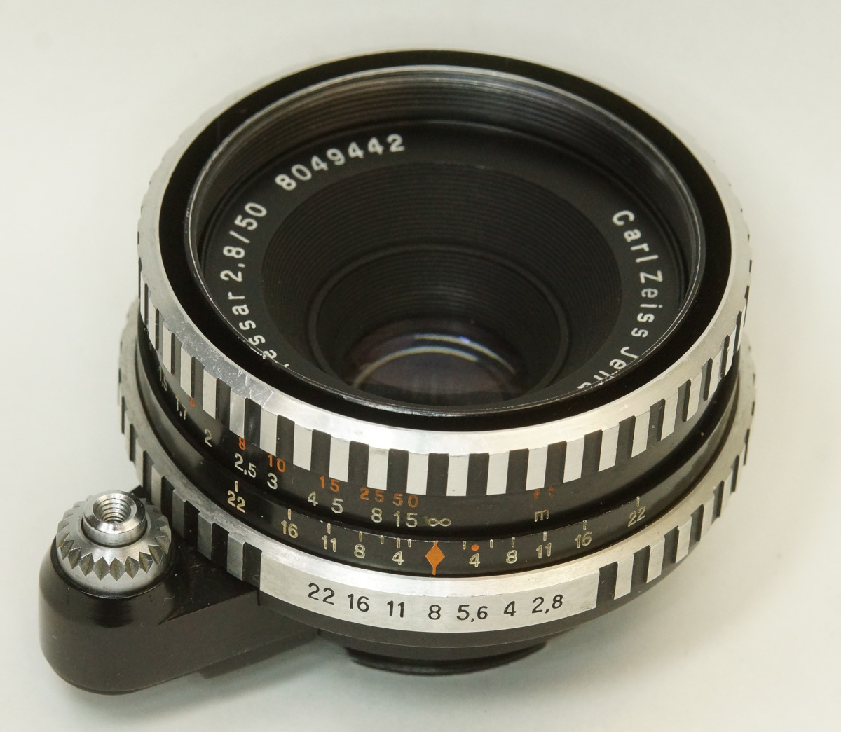 ドイツ製 Carl Zeiss Jena Tessar 2.8/50 Exakta 917B-442 ゼブラ 銀文字 絞羽6枚 
