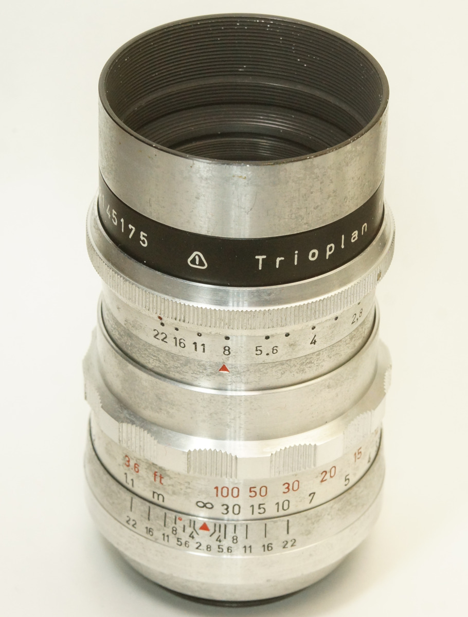 ドイツ製 Meyer-Optik Gorlitz Trioplan 2.8/100 M42 11N-175 シルバー 前期型 Q1 絞羽15枚 オリジナル バブルボケ