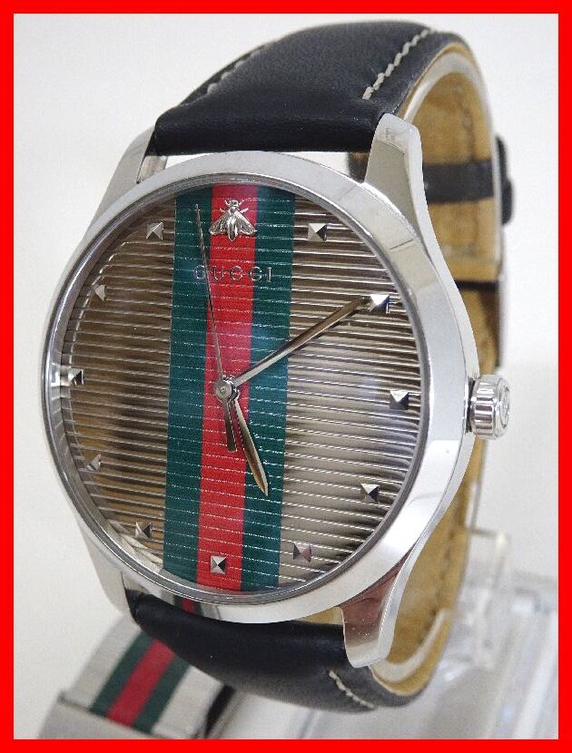 GUCCI　グッチ　G-Timeless　メンズ腕時計　５気圧防水　※電池、ベルト交換済み（オリジナルベルト付属）　中古　W180　2512★イ-398