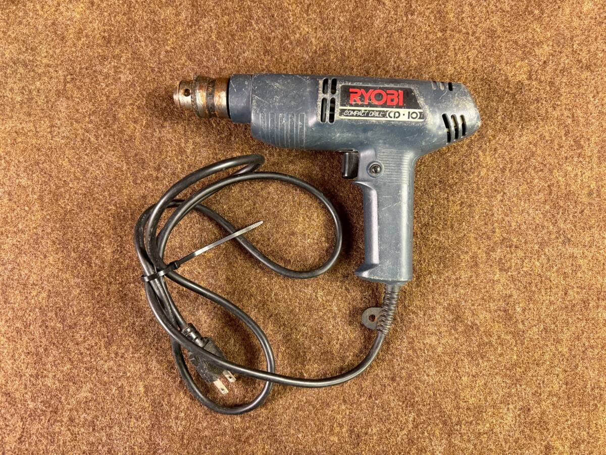 【始動確認済】80 1F 071209／RYOBI コンパクトドリル CD-10 100V 電動ドリル 電気 工具 大工 DIY リョービ 中古