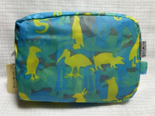 ☆新品☆KODUE HIBINOひびのこづえ/可愛いレインコート/レインポンチョ/収納ポーチ付き/動物カモフラージュ水色系B
