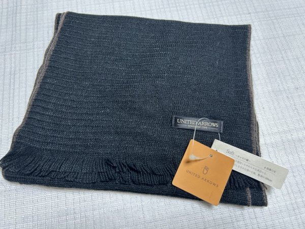 ☆新品☆ユナイテッドアローズ/やわらかニットマフラー/ラッセル編み/黒