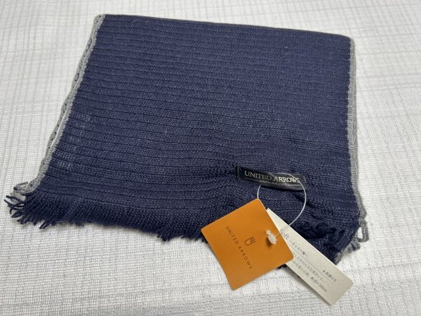 ☆新品☆ユナイテッドアローズ/やわらかニットマフラー/ラッセル編み/ネイビー